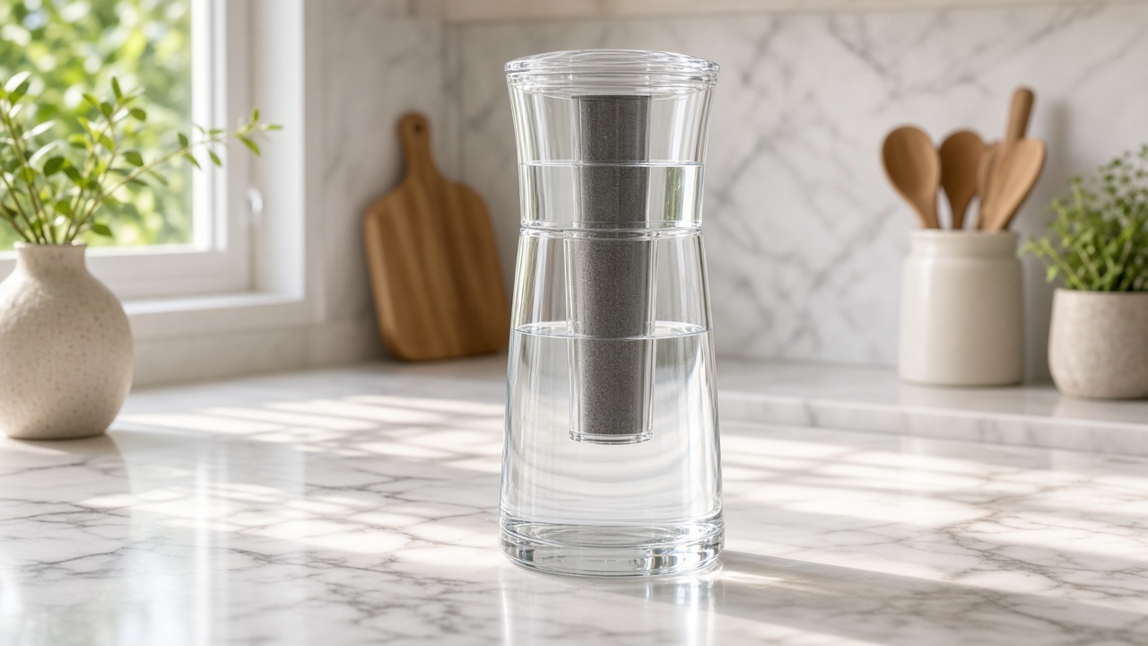 Premium water filter pitcher on a kitchen counter